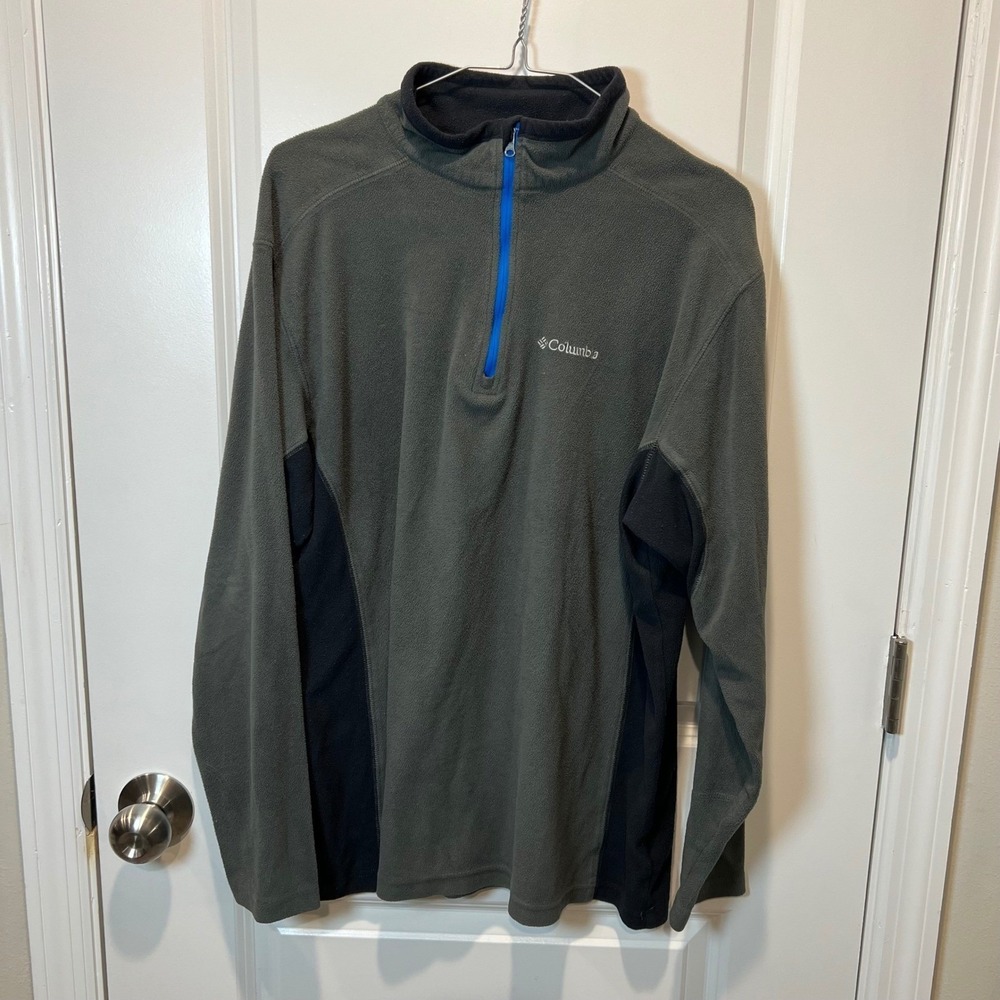 Columbia Mens Fleece Pullover Quarter Zip Gray Size L